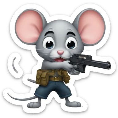 mouse with gun sticker