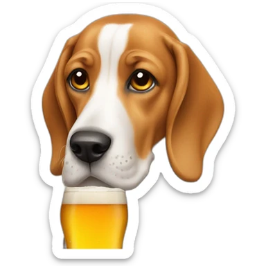 Beagle dog drinking beer sticker