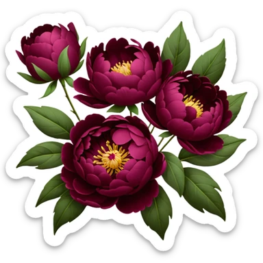 Close Burgundy peonies bouquet  sticker
