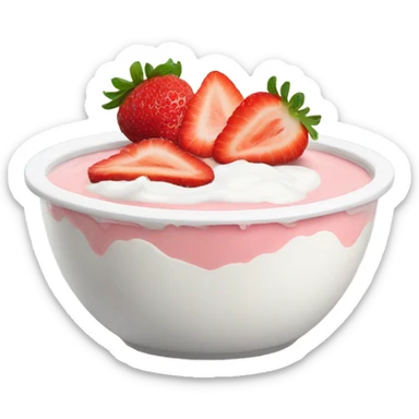 A bowl of yogurt topped with strawberry slices sticker