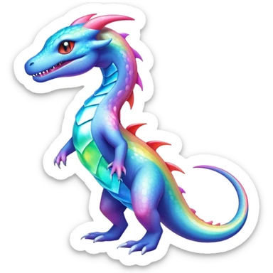 Rainbow crystalic Shiny pastel Salandit-Aurorus-Salazzle-Dragonair-Fakémon-hybrid-creature (full body)  sticker
