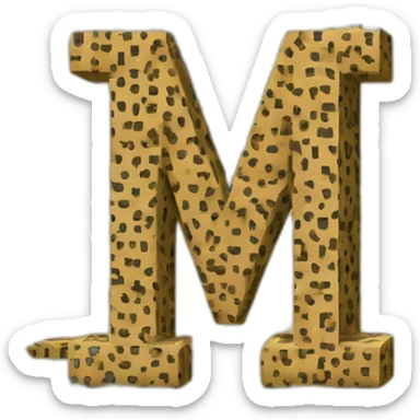 Letter "M" made of cube of pixels with cheetah pattern sticker