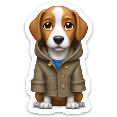 Dog wearing a coat sticker