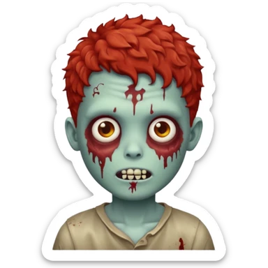 Create an emoji of zombie boy with red and short curly hair sticker