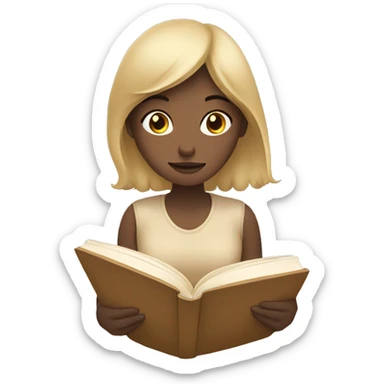 Girl reading a book. In beige tones  sticker