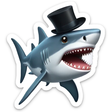 Shark with a top hat sticker
