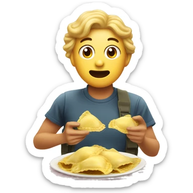 Yummy face eating ravioli sticker