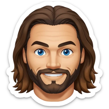 Blue eyes Jason mamoa longer hair smiling no shirt sticker