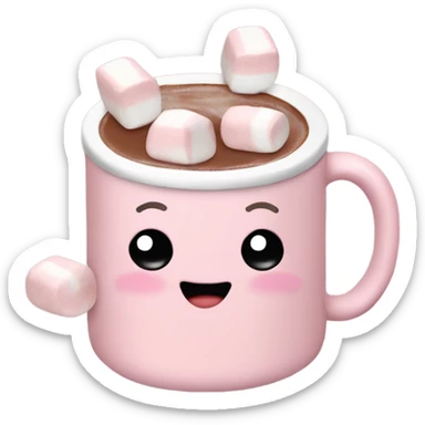 Light Pink mug of hot chocolate with marshmallows  sticker