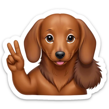 Dachshund giving peace sign sticker