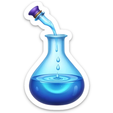 Blue potion bottle open with the liquid falling out (Upside-down with no cork and w/o handle) sticker