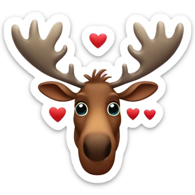 Moose with hearts for eyes sticker