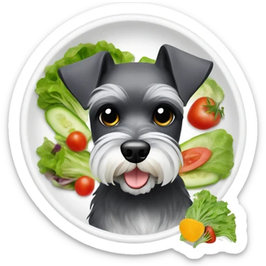 miniature schnauzer eating a salad sticker