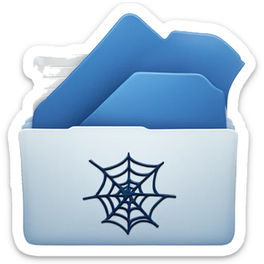 blue folder icon with a spiderweb on top sticker