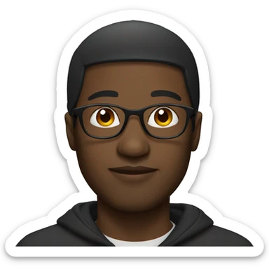 black man with hoodie and glasses profile  sticker