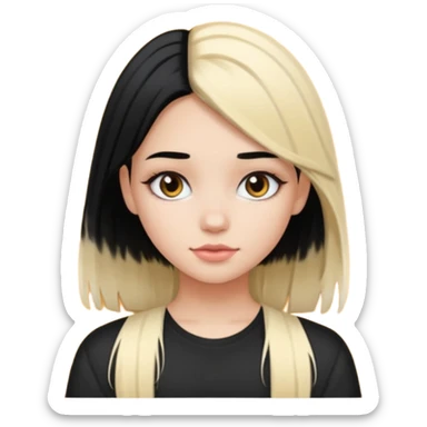 split dye half blonde half black hair, pretty bratz baddie sticker