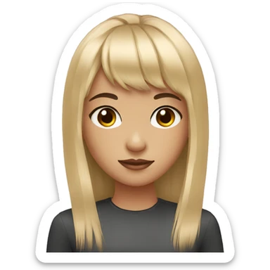 a black haired girl with bangs and hazel eyes sticker