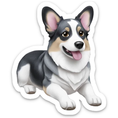 Blue-marble corgi cardigan sticker