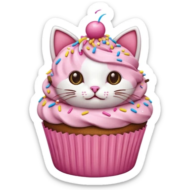 cat cupcake pink funny sticker
