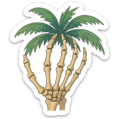 ghibli style skeleton palm sticker
