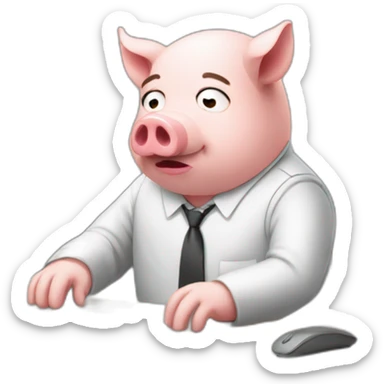 pig suffering at work sticker
