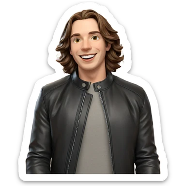 smiling male in leather jacket sticker