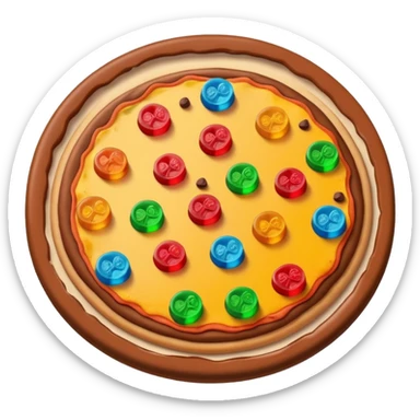 slice of pizza with gummy bears and chocolate candies as toppings sticker