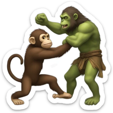 a monkey beating an ogre sticker