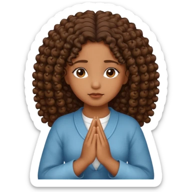 brown girl praying curls sticker