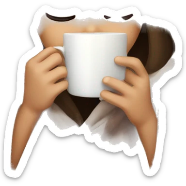 girl inside a blanket sipping coffee eyes closed sticker