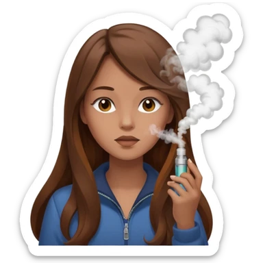 girl with vape long hir and color brwon sticker