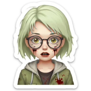 cute zombie girl with glasses sticker