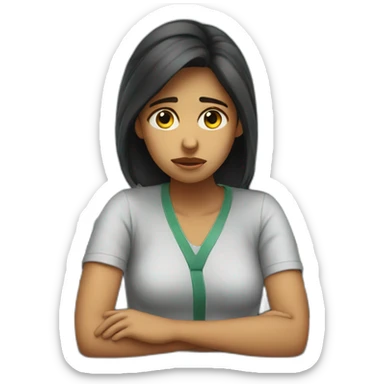 Sad girl at work sticker