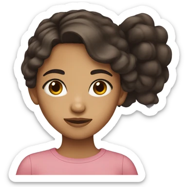 girl with regular olive skin color and dark brown hair eyes sticker