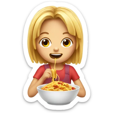 Little girl eating spaghetti sticker