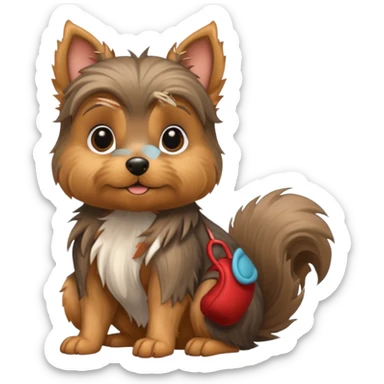 a yorkie terrier and a squirrrl sticker