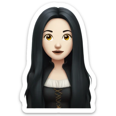 Long black haired witch with pale skin sticker