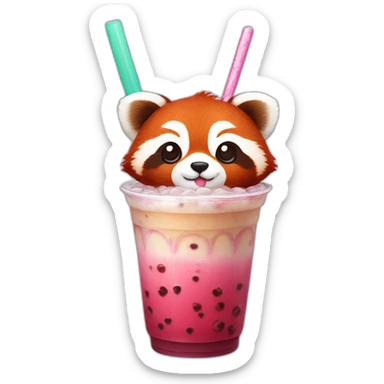 red panda with taro bubble tea sticker