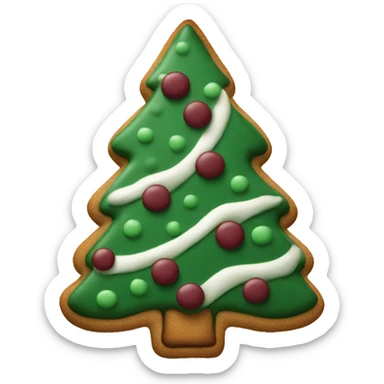 dark green and maroon christmas tree cookie  sticker