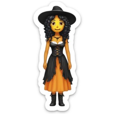 Chica guapa  pelo largo y suelto vestida de bruja de Halloween sticker