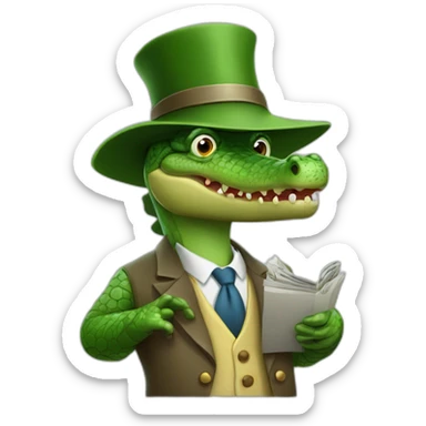 Professor crocodile with a hat teaching finance sticker