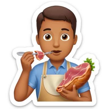 Man eating a ham shank sticker