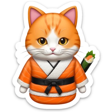 cat dressed in a sushi costume sticker