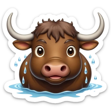 A funny water buffalo in the water  sticker