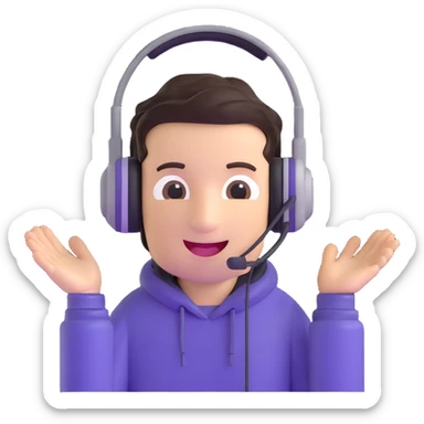 excited gamer character with headset sticker