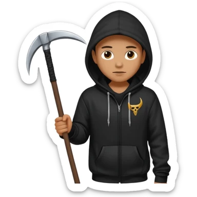 crane en capuche noir avec une faux sticker