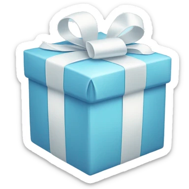 Light blue present with white ribbon bow sticker