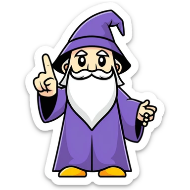 wizard showing middle finger, cartoonish, funny, no text sticker