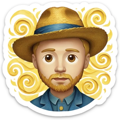 cinematic-realistic-vincent-van-gogh-pop-culture-emoji,-featuring-an-expressive-portrayal-inspired-by-the-legendary-painter-rendered-with-dynamic,-swirling-textures-and-artistic-lighting. sticker