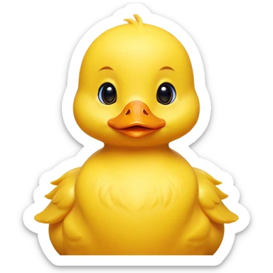 Cinematic Noble Yellow Baby Duck Portrait Emoji, Poised and regal, with a tiny, delicate build and a vibrant, well-groomed bright yellow downy coat, deep-set soulful bright eyes, Simplified yet sharp and sophisticated features, highly detailed, glowing with a soft, dignified glow, high shine, intelligent and charming, stylized with an air of youthful elegance, focused and attentive, soft glowing outline, capturing the essence of a watchful and confident little duckling, so majestic it feels as though it could peep out of the screen with effortless authority! sticker